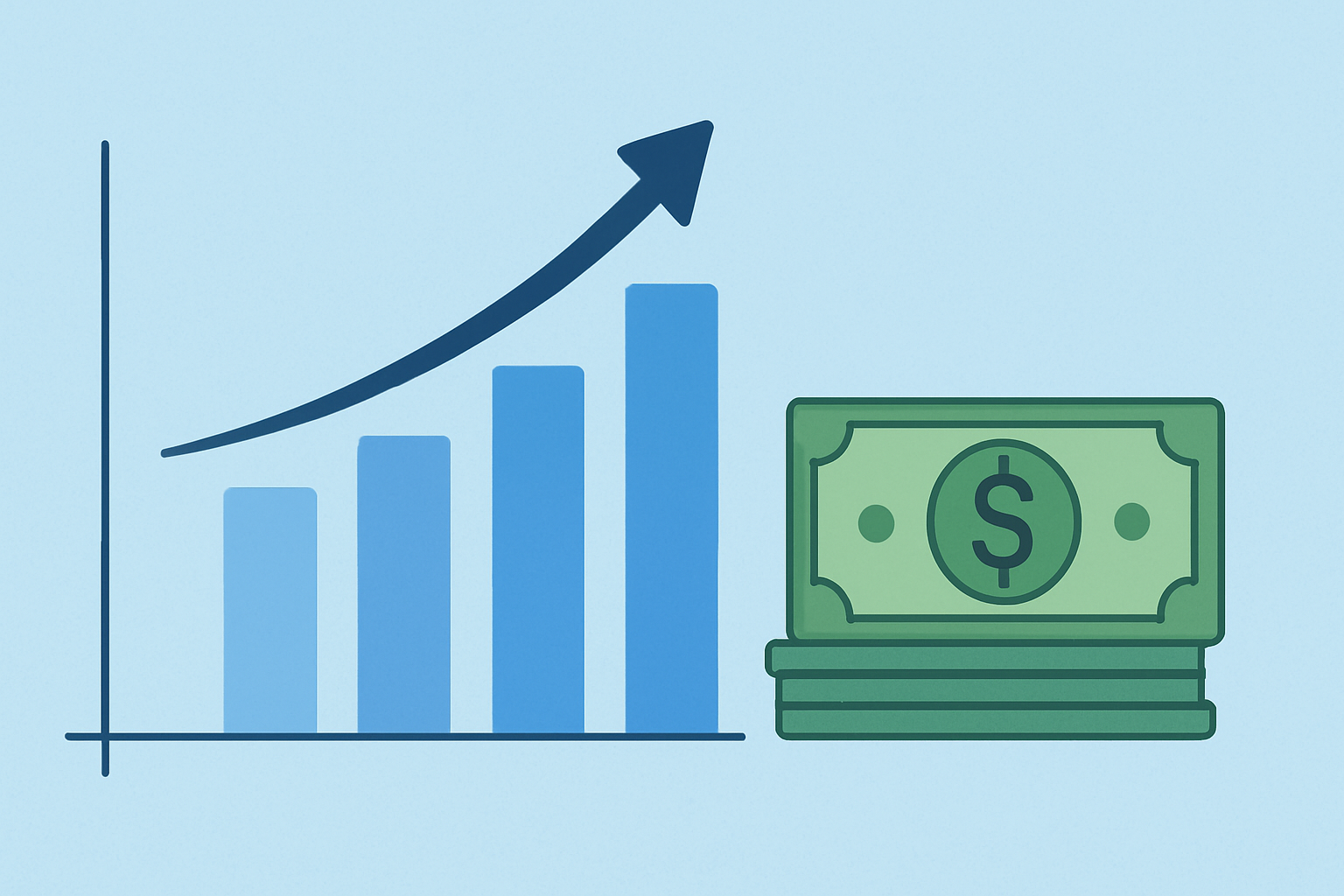 showing bar graph, money growth, or beginner-friendly investment visual